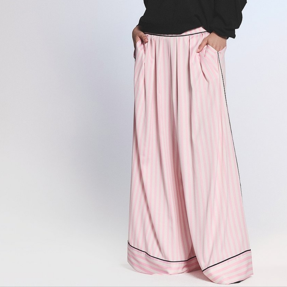 Victoria's Secret Glazed Satin Palazzo Sleep Pants 💥RARE iconic pink stripe - Picture 2 of 6